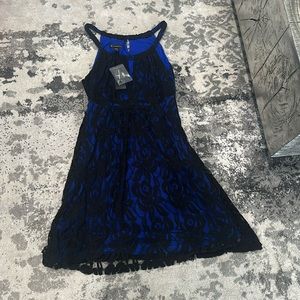 INC international concepts blue and black lace sleeveless dress
